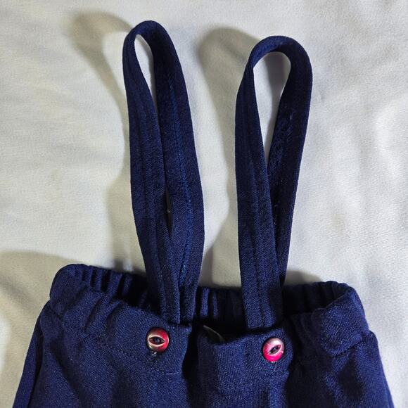 Mothercare Vintage Boy's Suspender Pants 30 Month Navy Blue 1960s 11" Inseam - Picture 6 of 11